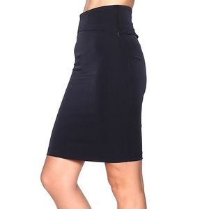 High Waisted Solid Navy Pencil Skirt